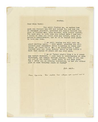 FAULKNER, WILLIAM. Two Typed Letters Signed, each to Elaine Ravel (Dear Miss Ravel).